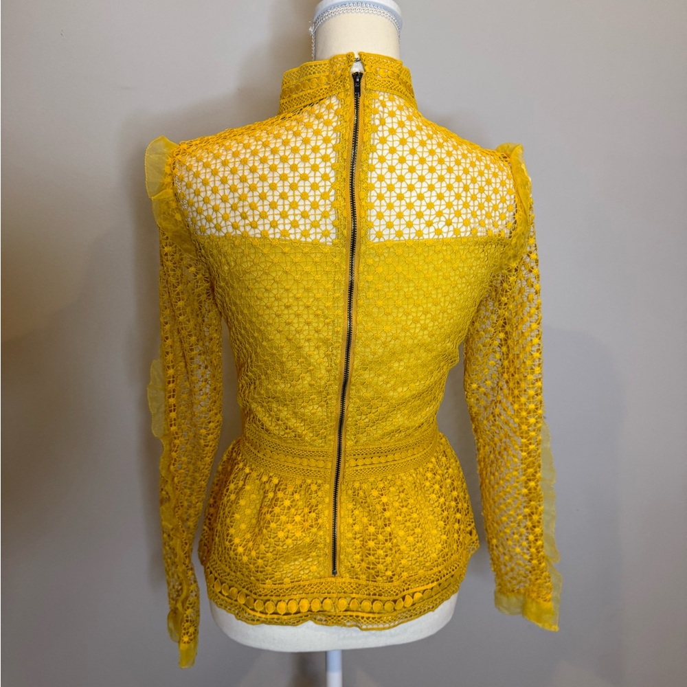 Ina Yellow Peplum Blouse with Mandarin Collar - Picture 2 of 3